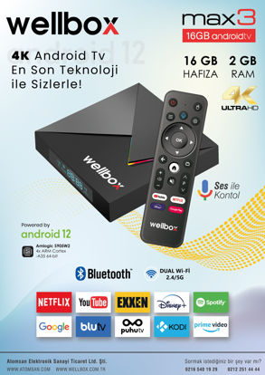 WELLBOX MAX3 16GB ANDROID 12 TV resmi