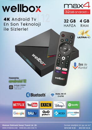 WELLBOX MAX4 32GB ANDROID 12 TV resmi
